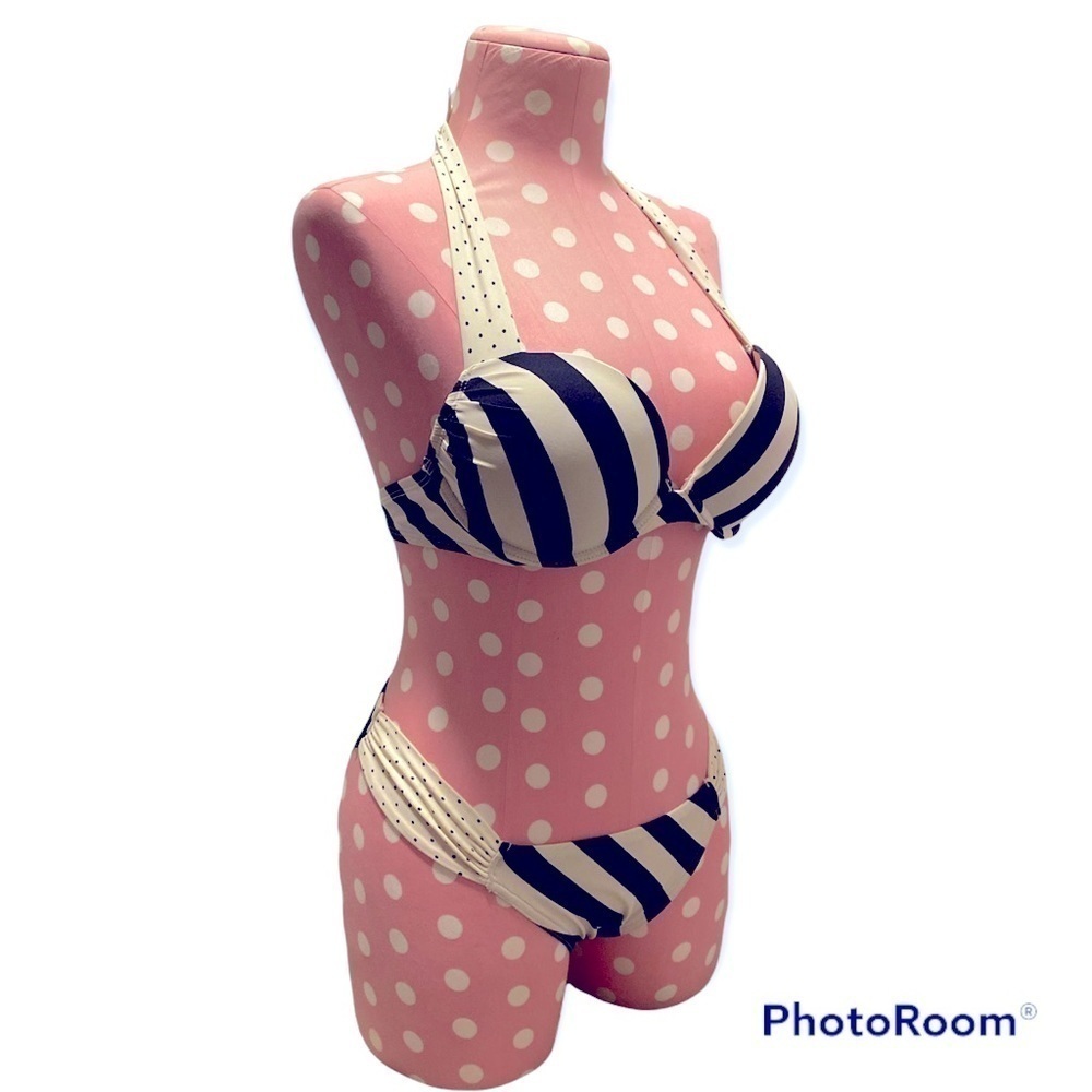 Victoria’s Secret vintage Bombshell black & white halter bikini set - Picture 2 of 7